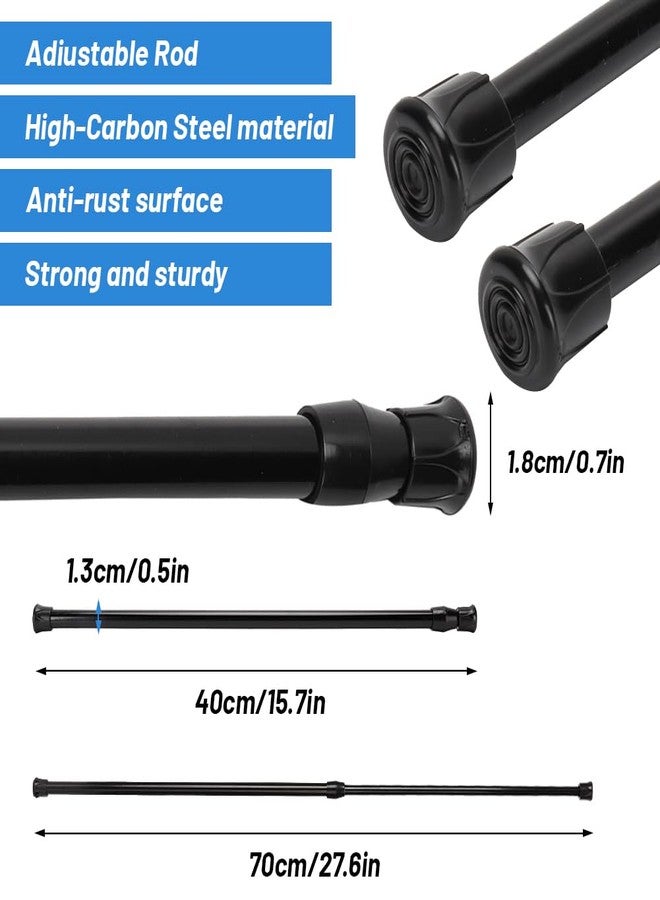 Glomora Tension Rod - Adjustable Telescopic 40-70cm, Easy Installation | High Carbon Steel, Black for Bathroom Curtains & Home Organization - Image 2